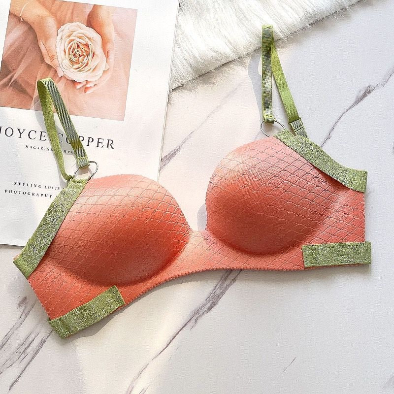 Buy 1 Get 1 Free Cute Stylish Contrast Glitter Patti Hollow Back Light Padded Adjustable 4 Back Hook Closure Bra 3D2022