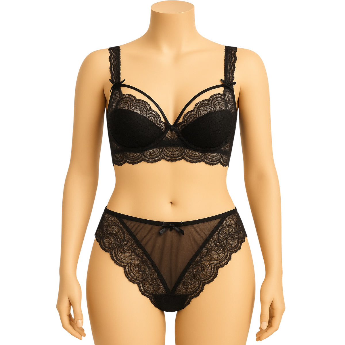 High Quality Thin Half Cup Lace Wired Half Cup Adjustable Straps Back Closure Bridal Light Padded Bra Panty Set