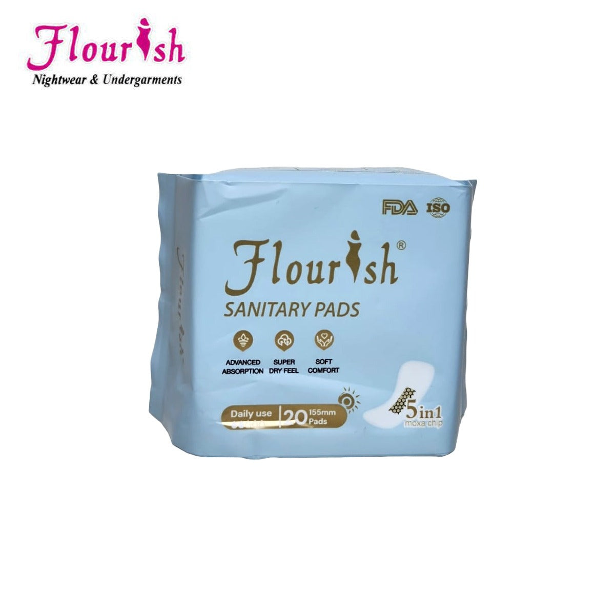 155mm WINGLESS DAILY USE PANTY LINERS SANITARY PADS FOR GIRLS & WOMEN 20 PCS