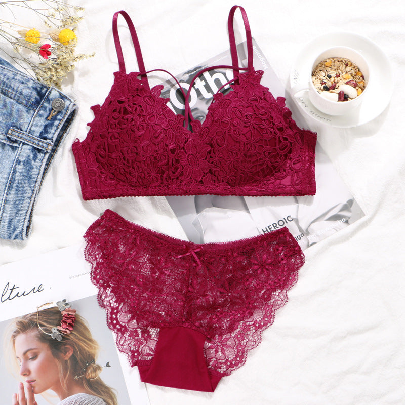 Shezaib Women's Set Wire Free Push Up Lace Female Underwear Set Transparent Panties Seamless Female Underwear and Panty Set 8815