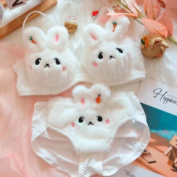 Undergarments New High Quality Sexy Cute Anime Soft Plush Design bra underwear Japanese cartoon rabbit underwear Bra & Panty Set 581