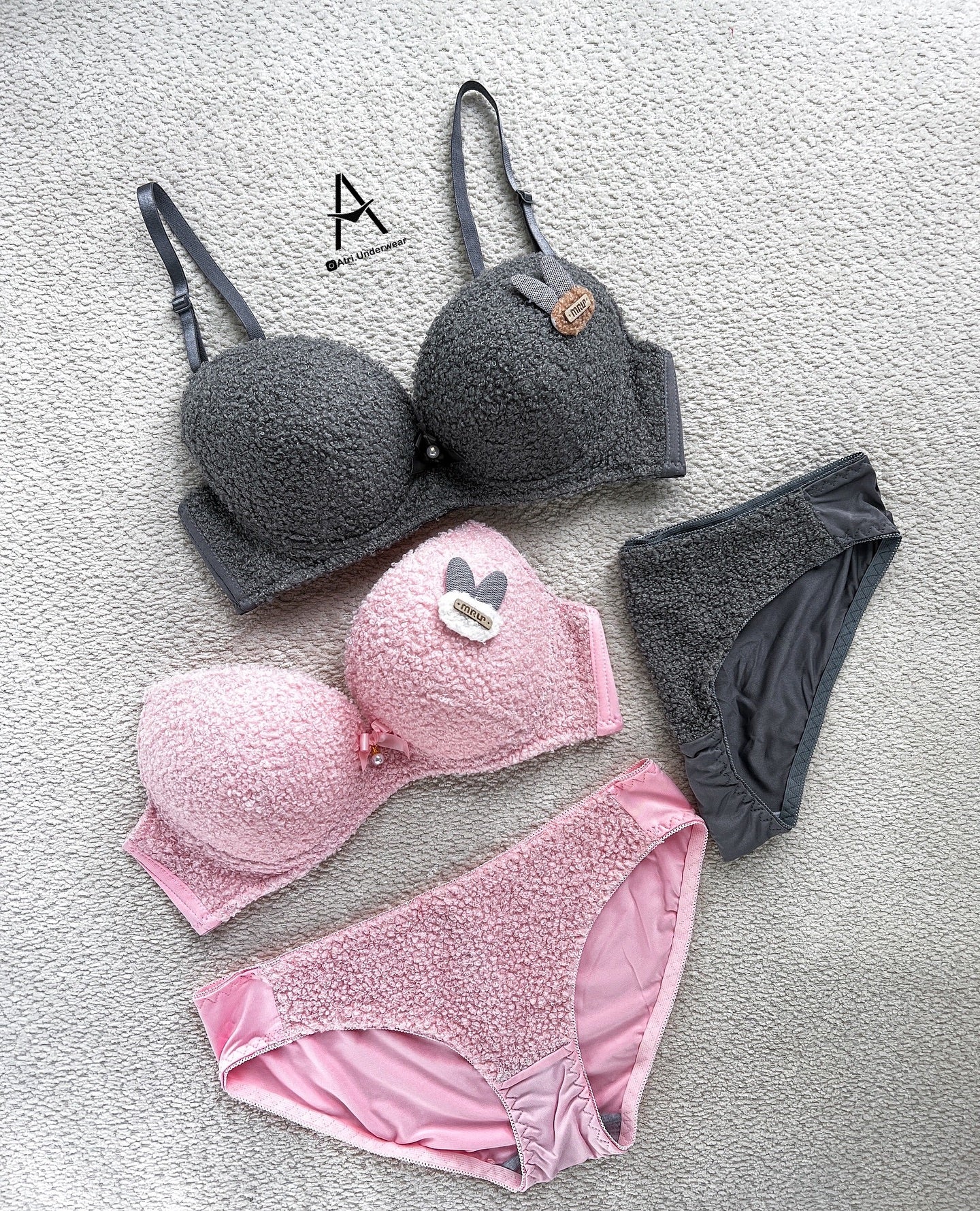 New High Quality Sexy Cute Soft Plush Design Bra & Panty Set E991