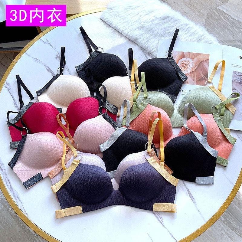 Buy 1 Get 1 Free Cute Stylish Contrast Glitter Patti Hollow Back Light Padded Adjustable 4 Back Hook Closure Bra 3D2022