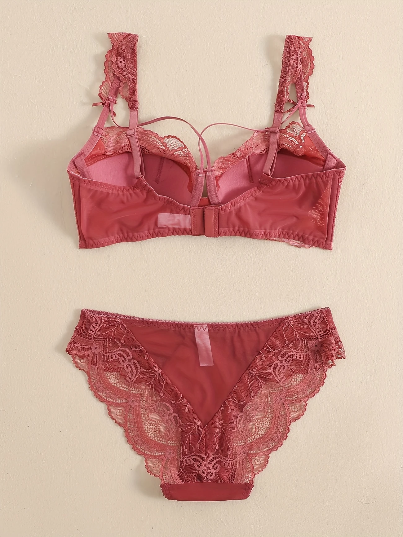 High Quality Thin Half Cup Lace Wired Half Cup Adjustable Straps Back Closure Bridal Light Padded Bra Panty Set