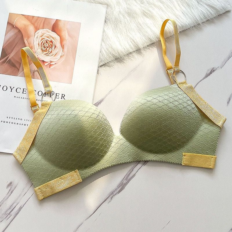 Buy 1 Get 1 Free Cute Stylish Contrast Glitter Patti Hollow Back Light Padded Adjustable 4 Back Hook Closure Bra 3D2022