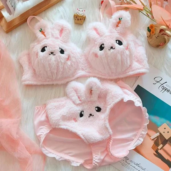 Undergarments New High Quality Sexy Cute Anime Soft Plush Design bra underwear Japanese cartoon rabbit underwear Bra & Panty Set 581