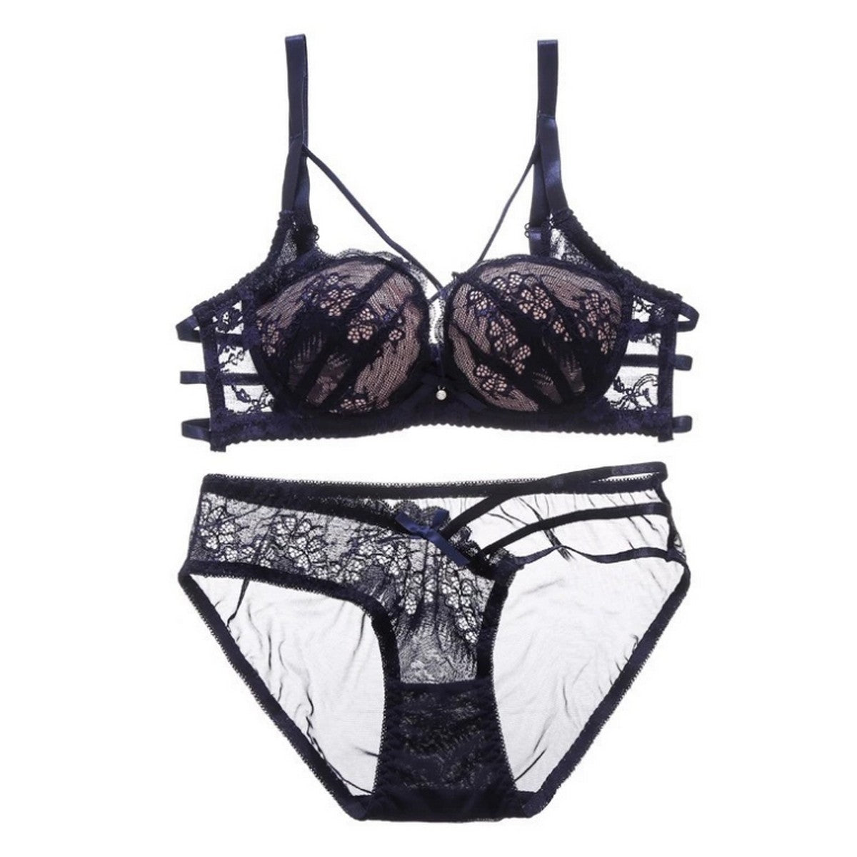 Push Up Padded Lace Bra And Panty Set Back Closure Seamless Lingerie Set 9901