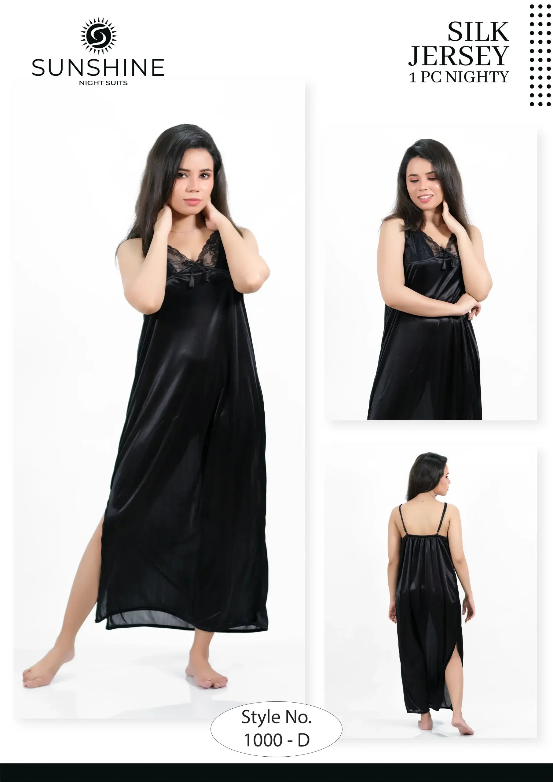 Black 1Pc Bridal Nighty Set – 1000 – D