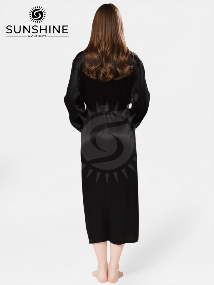 Silk Long Gown Mulberry Black