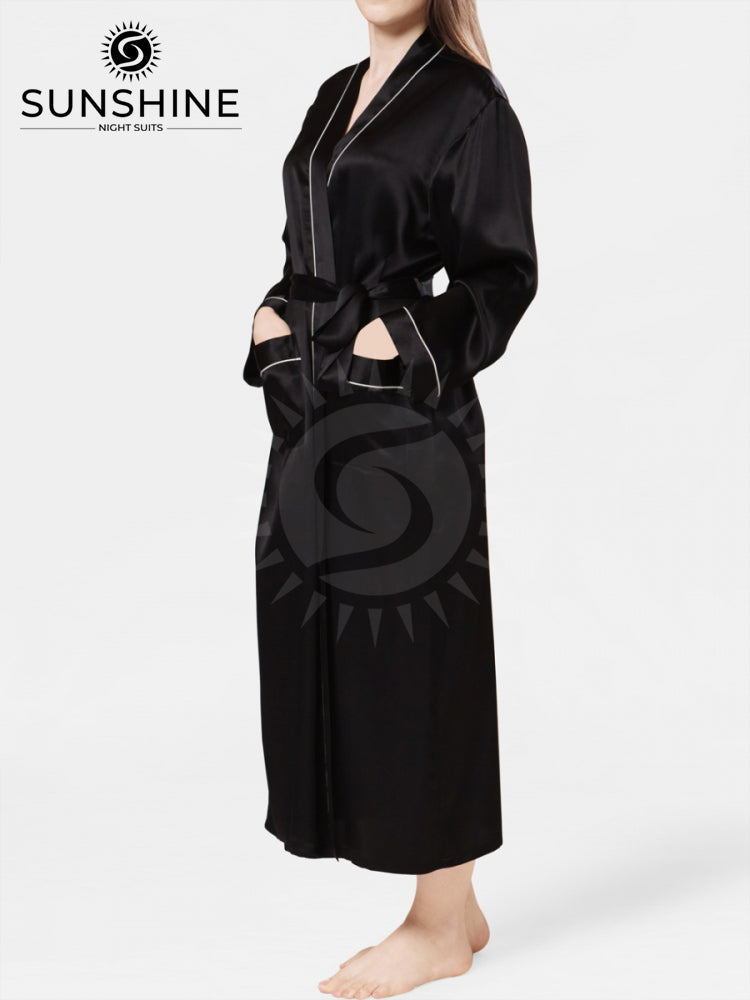 Silk Long Gown Mulberry Black