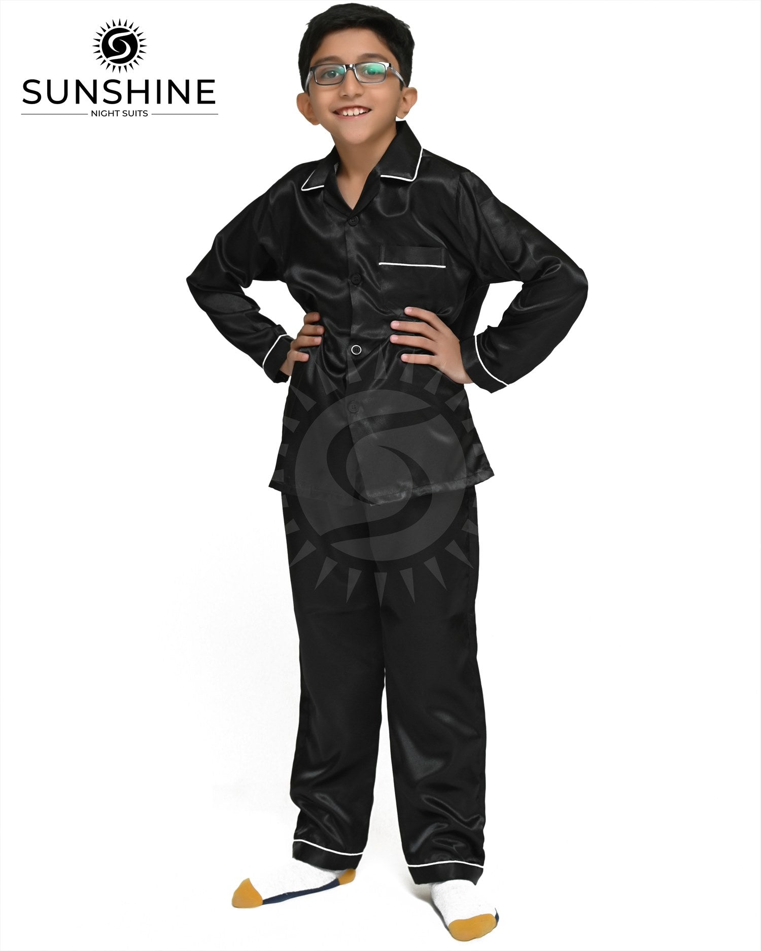 Black Silk Nightwear For Boys