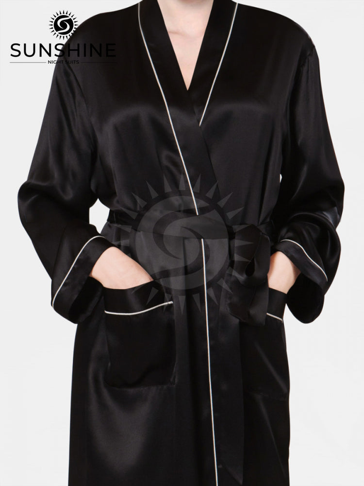 Silk Long Gown Mulberry Black