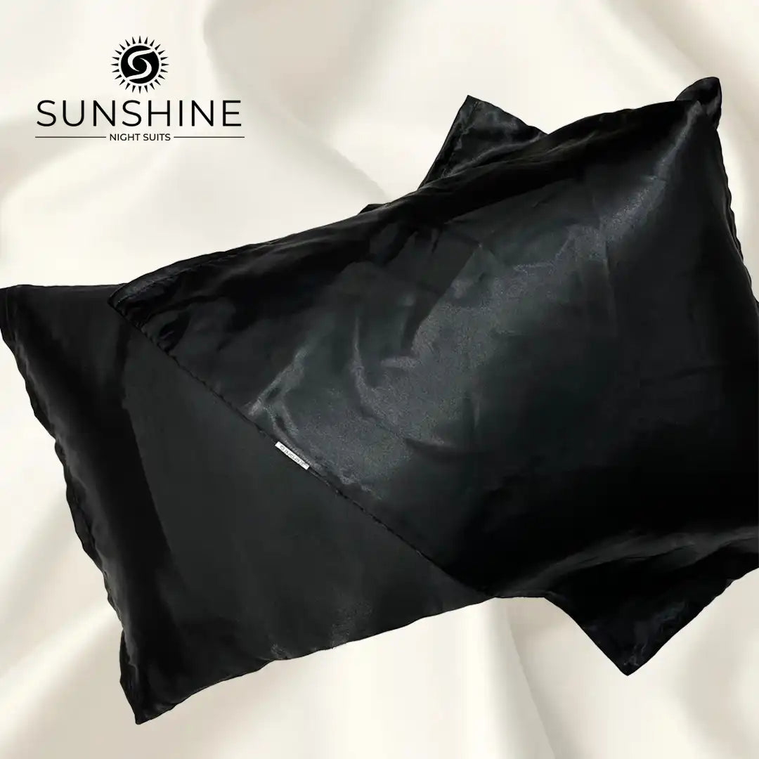 Black Silk Satin Pillowcase
