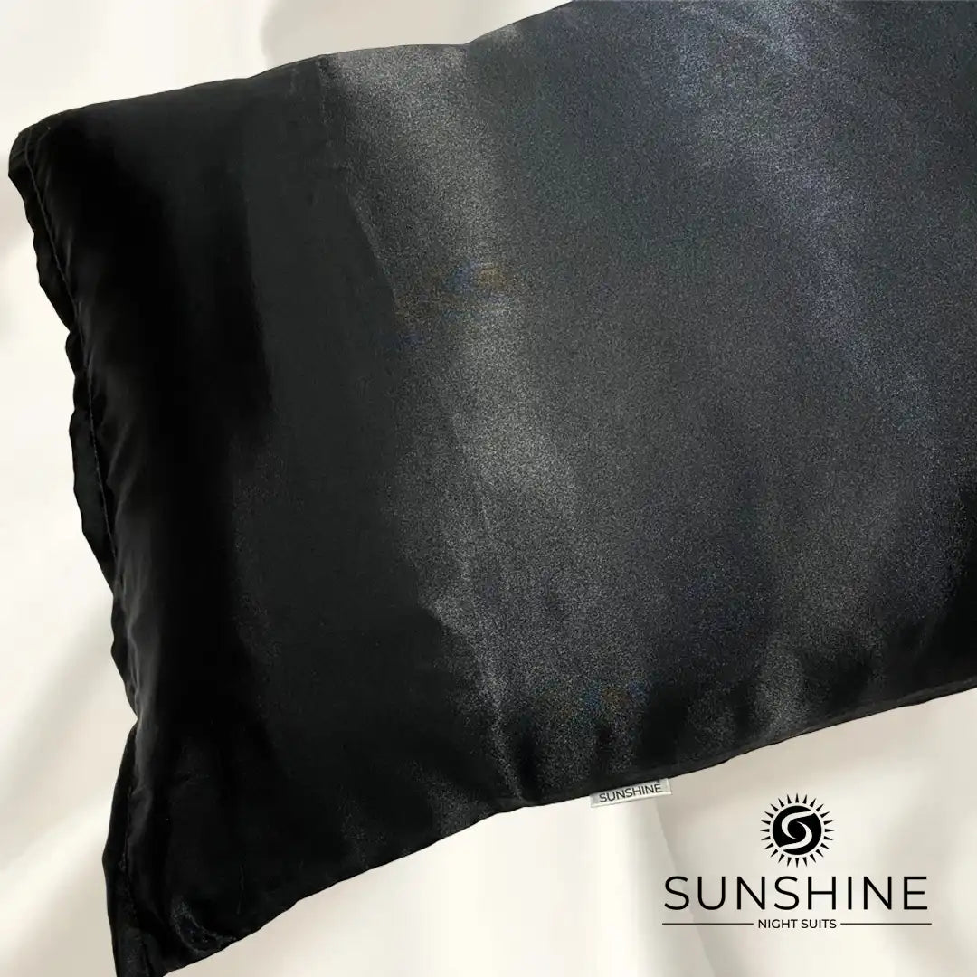 Black Silk Satin Pillowcase