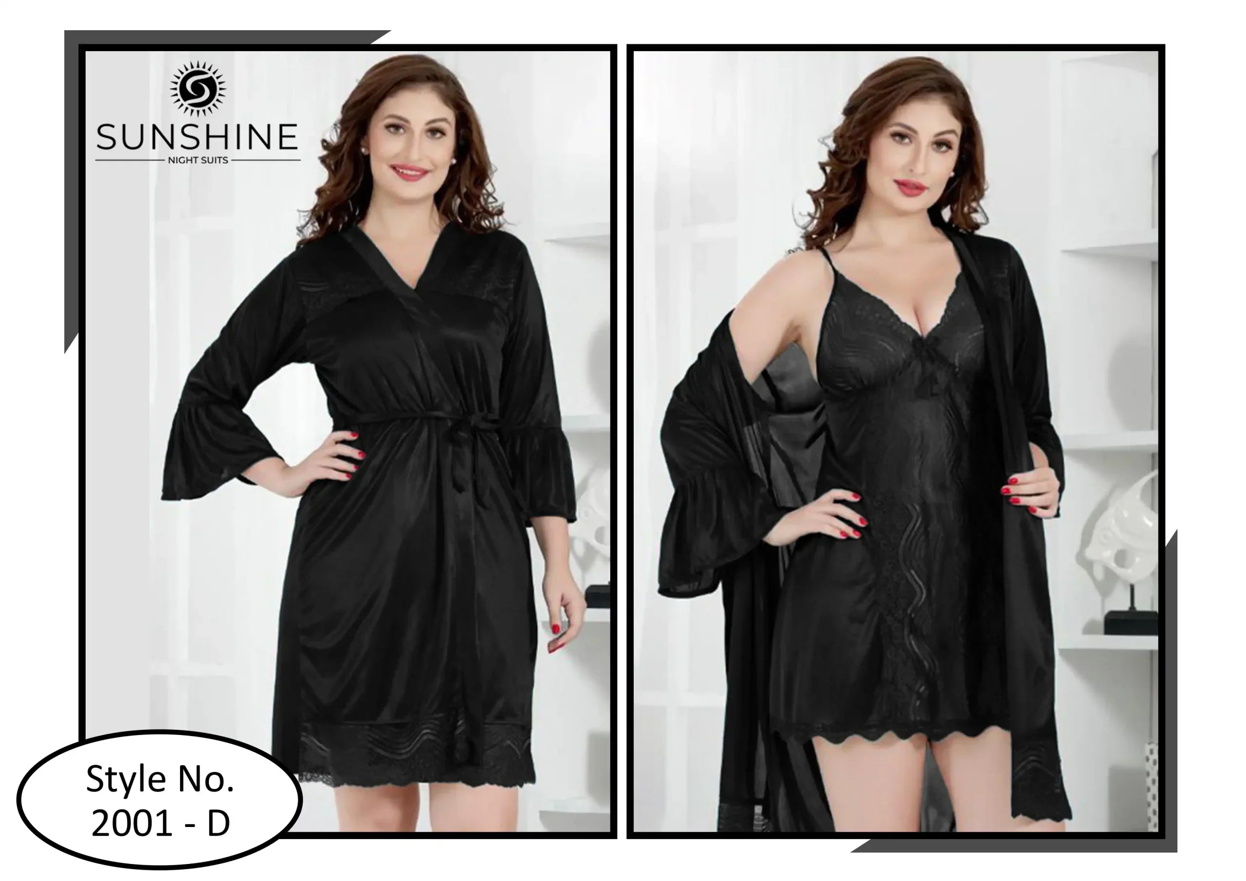 Black Silk Bridal Nighty 2001-D