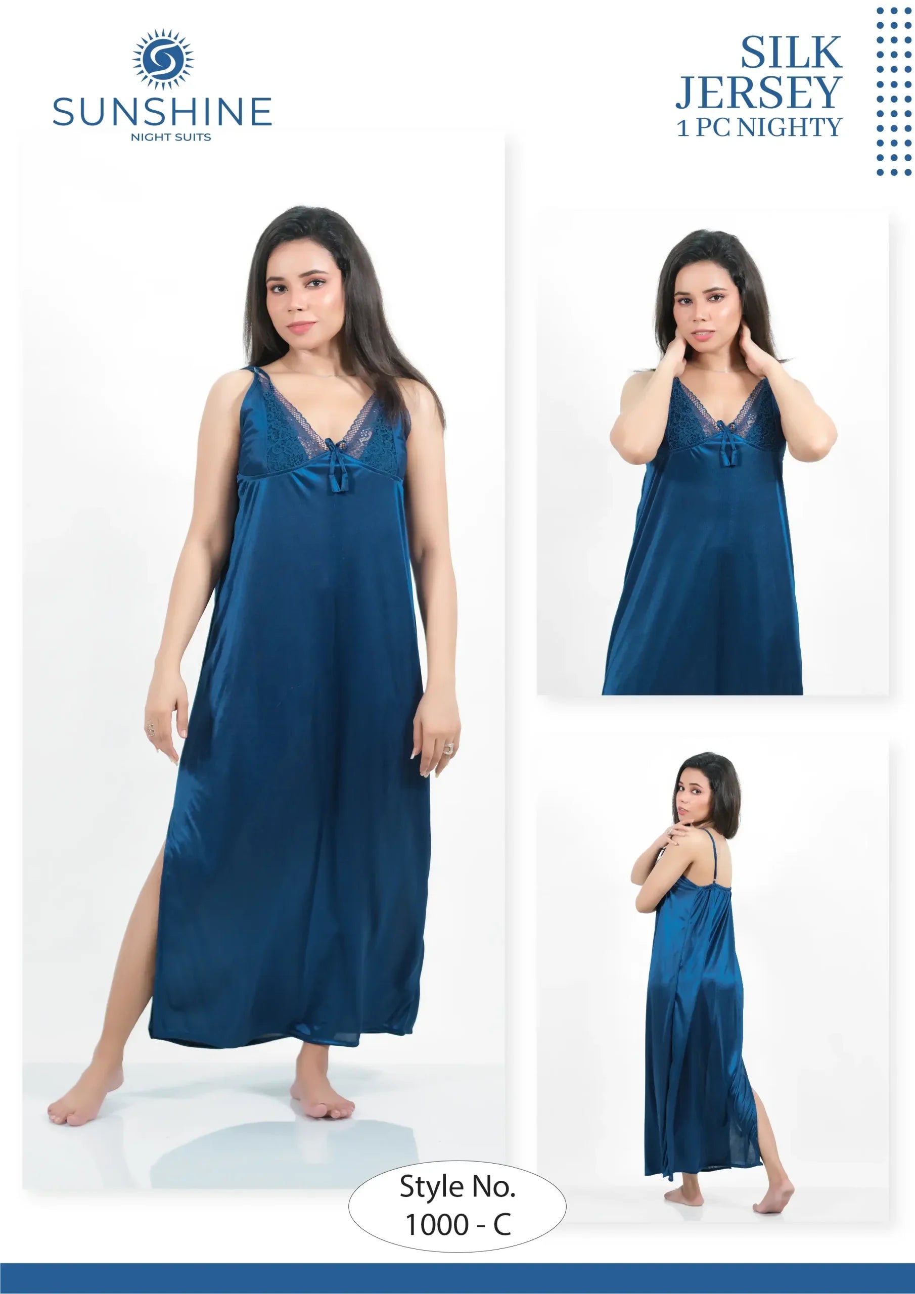 Blue 1Pc Bridal Nighty Set – 1000 – C