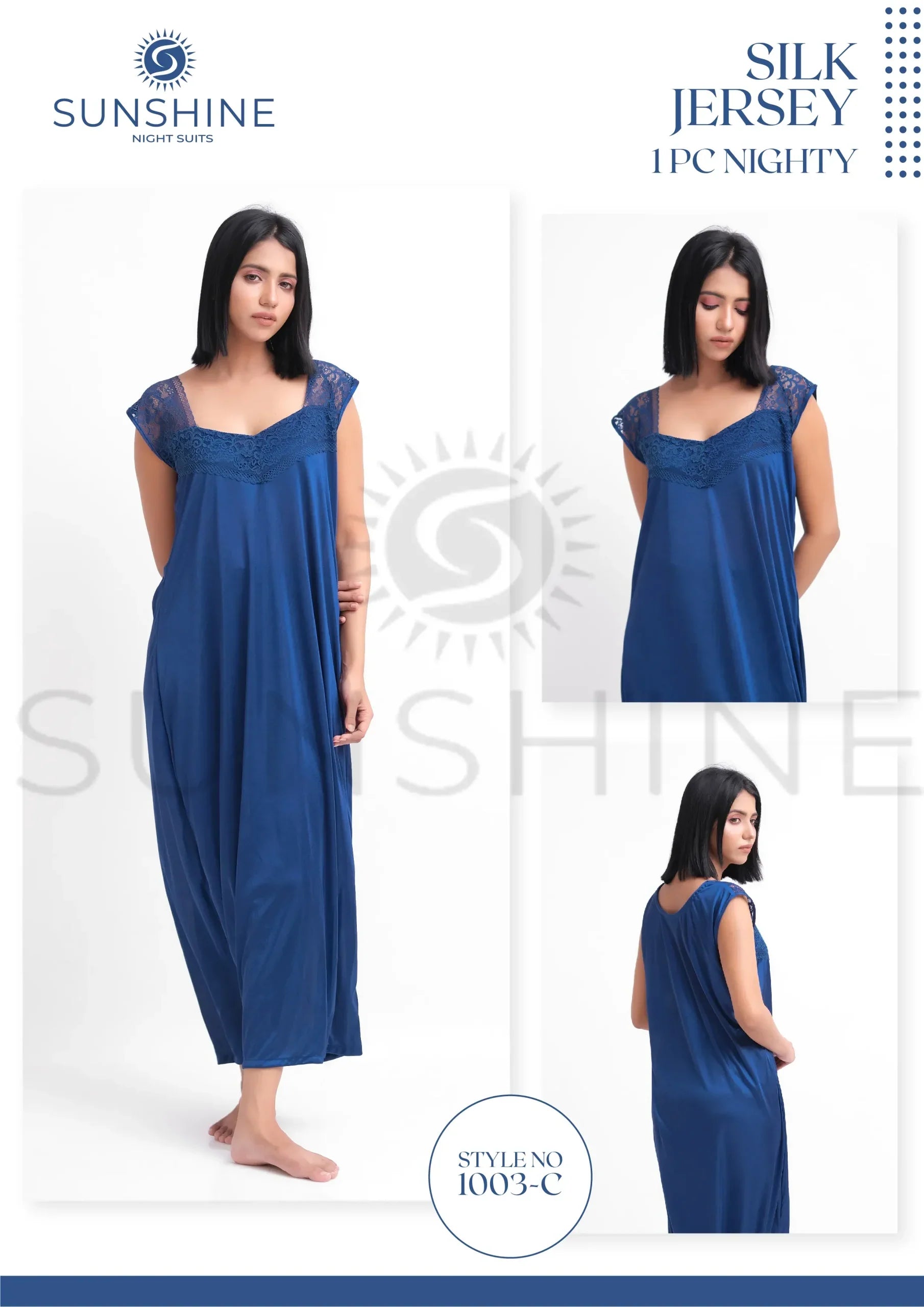 Blue Silk Nighty 1003-C