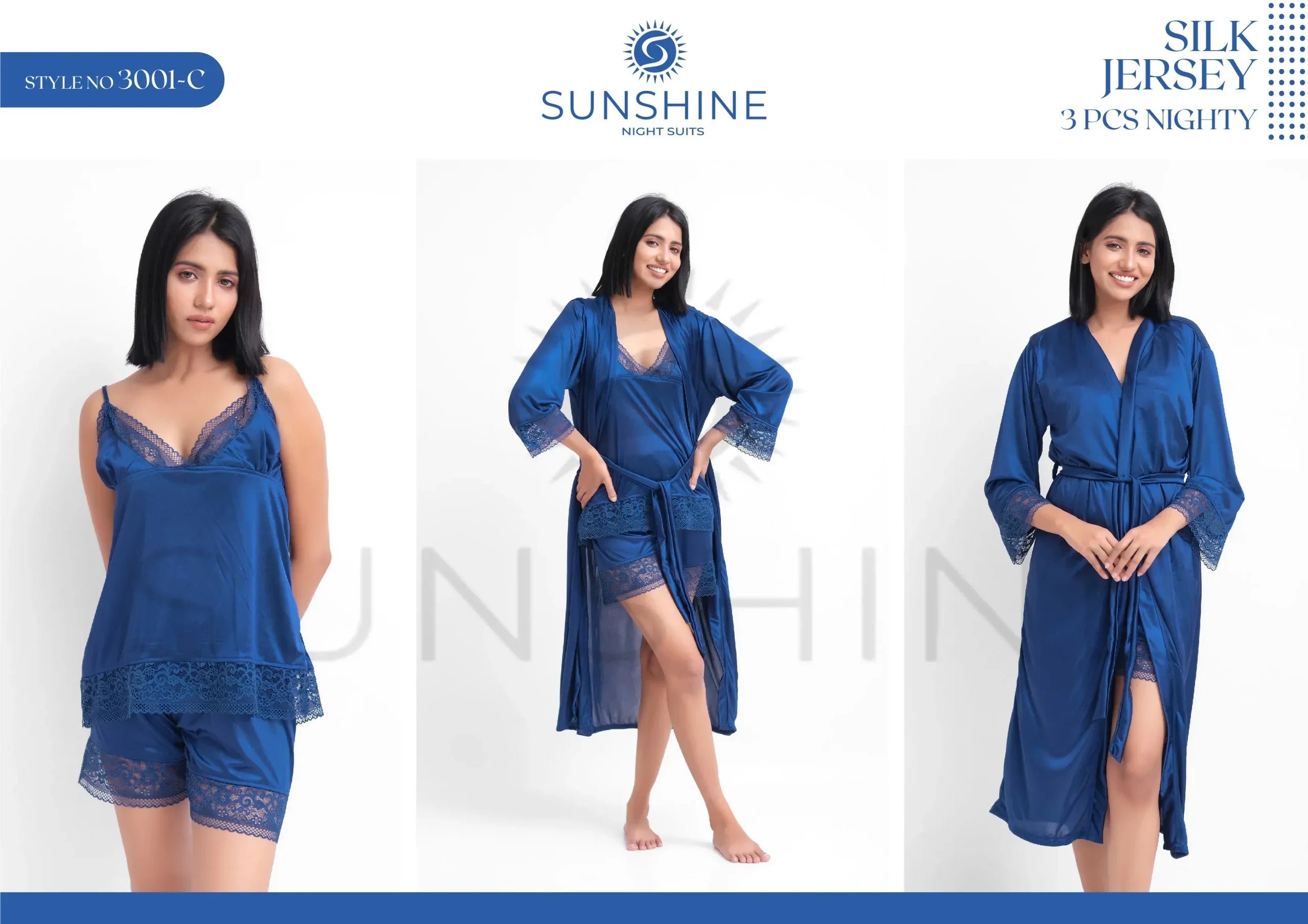 Blue Silk Nighty 3001-C