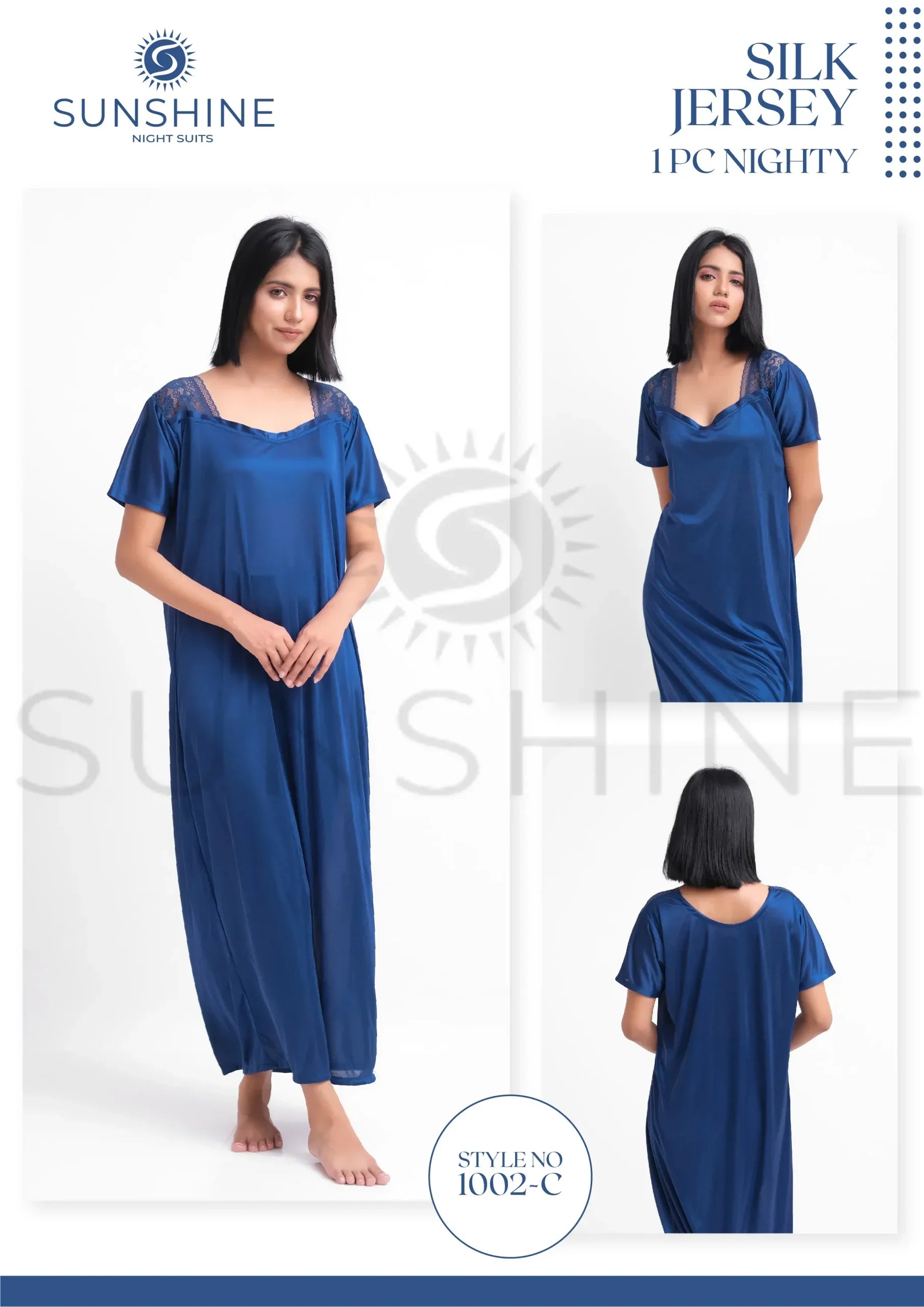 Blue Silk Nighty 1002-C