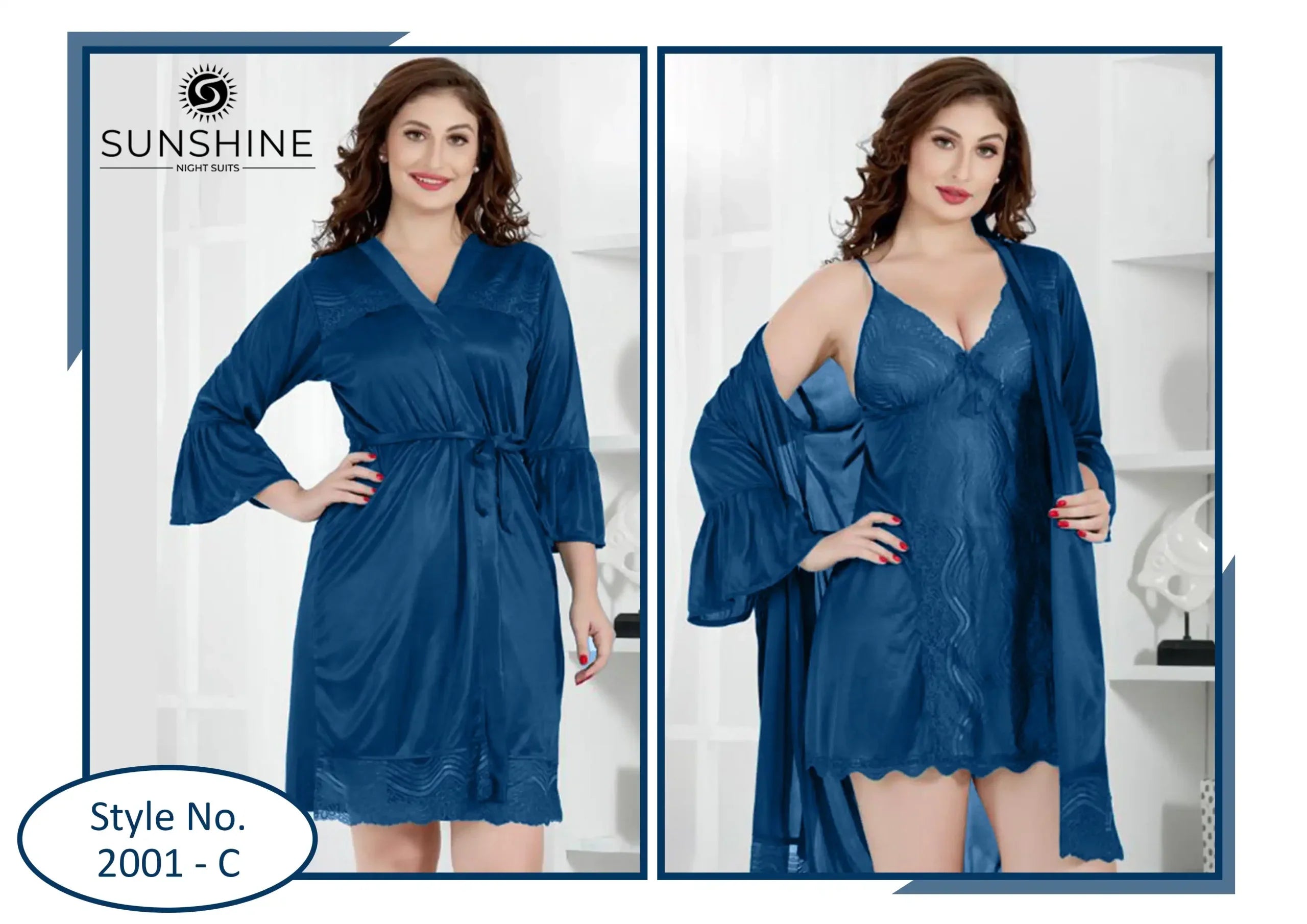 Blue Silk Bridal Nighty 2001-C
