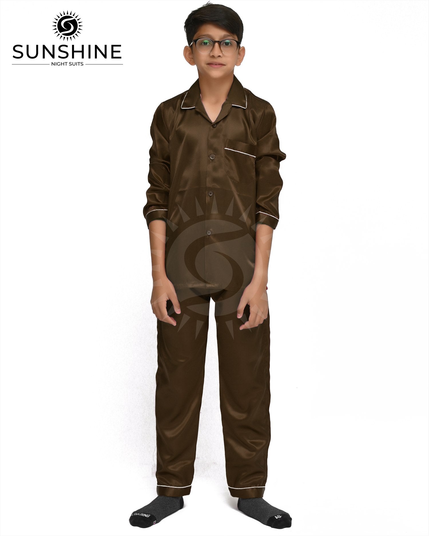 Brown Silk Nightwear For Boys