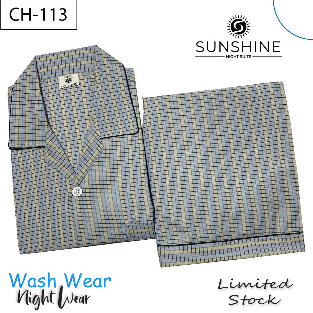 Sky Blue Check Night Suit – CH-113
