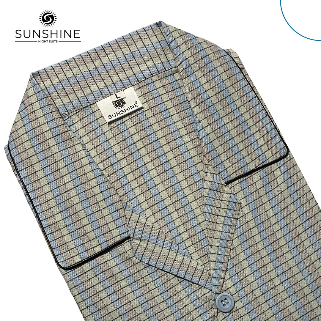 Light Beige Check Night Suit – CH-114