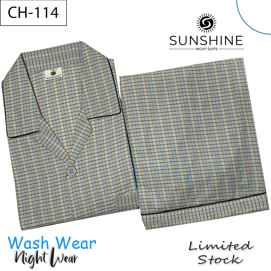 Light Beige Check Night Suit – CH-114