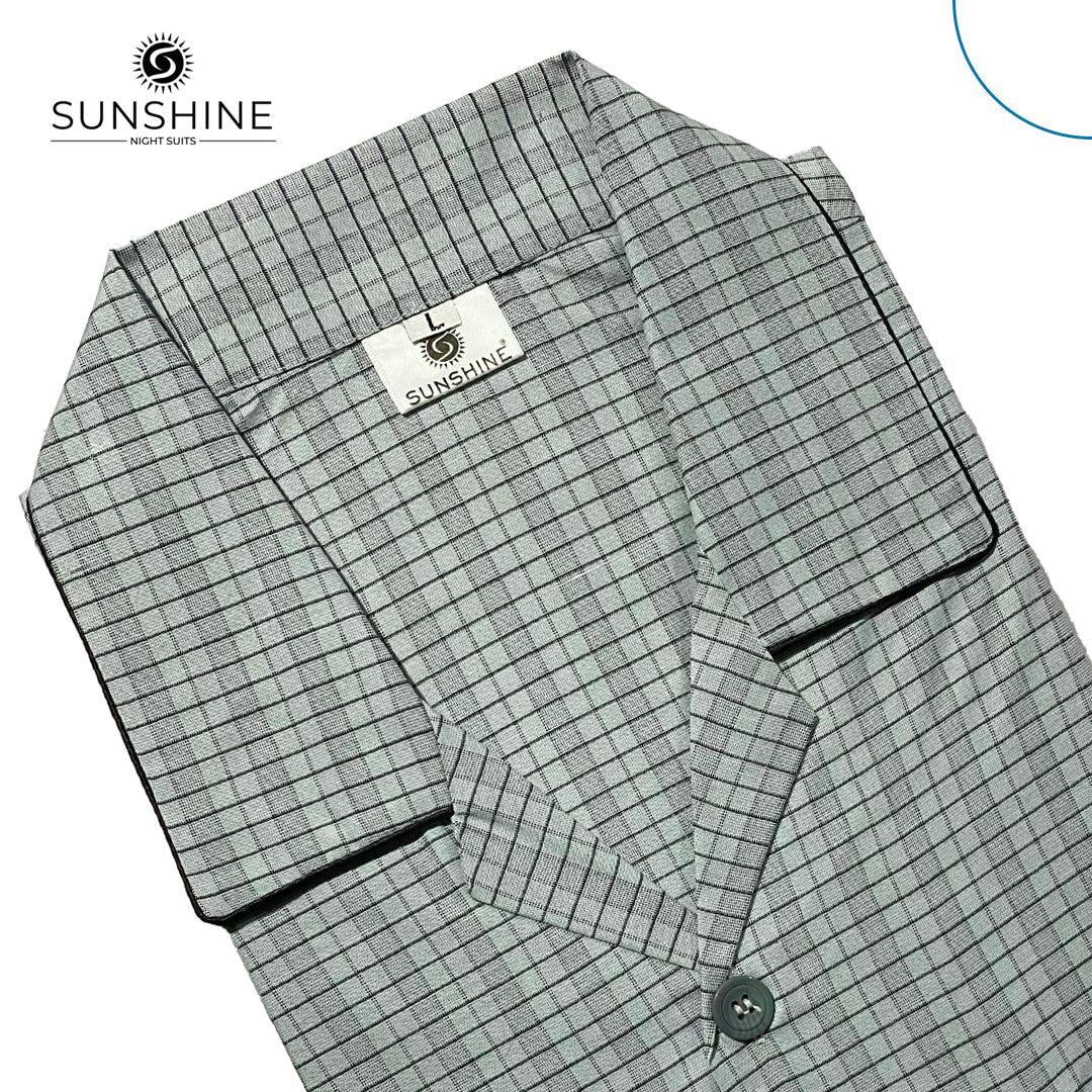 Silver Grey Check Night Suit – CH-115
