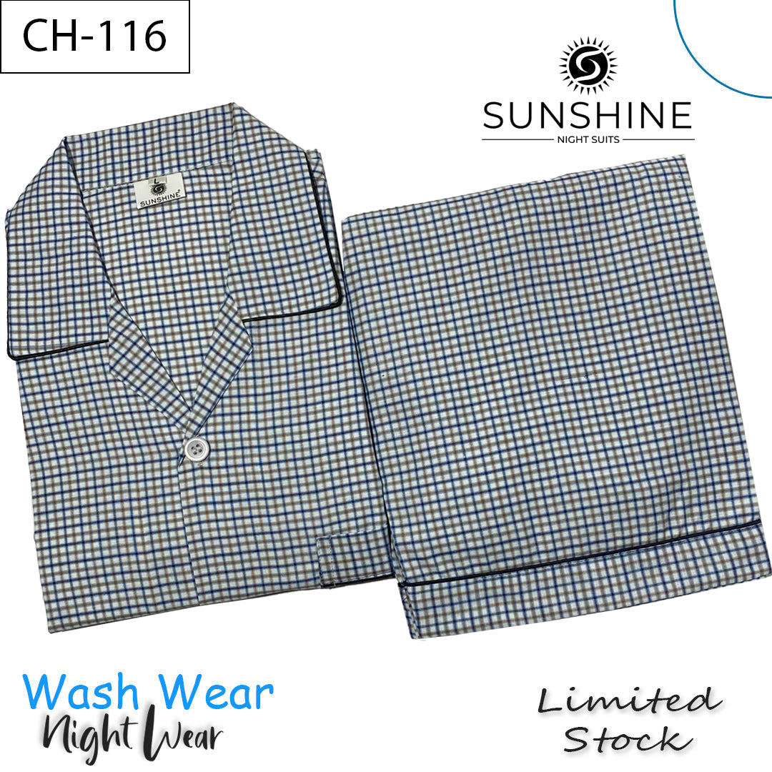 Light Blue Check Night Suit – CH-116