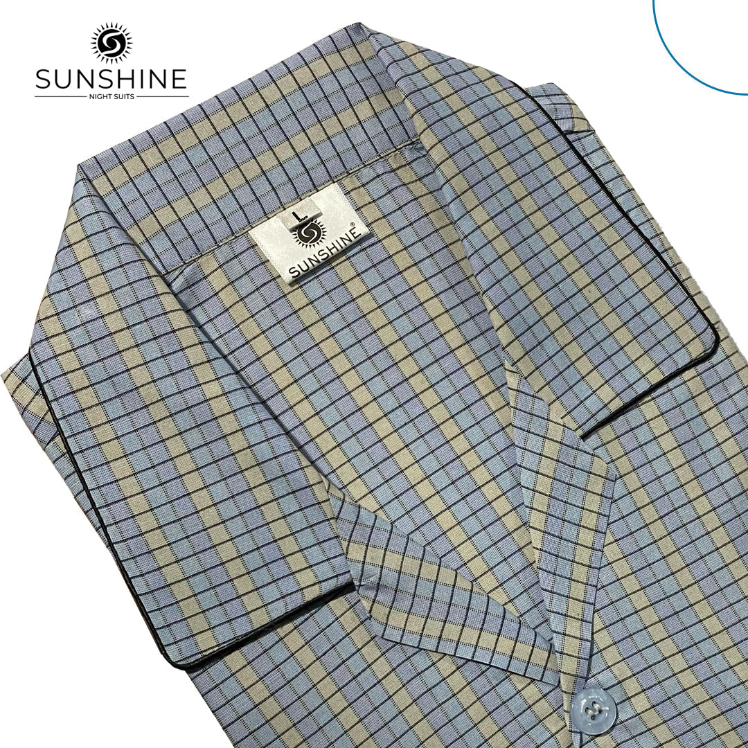 Sky Blue Check Night Suit – CH-113