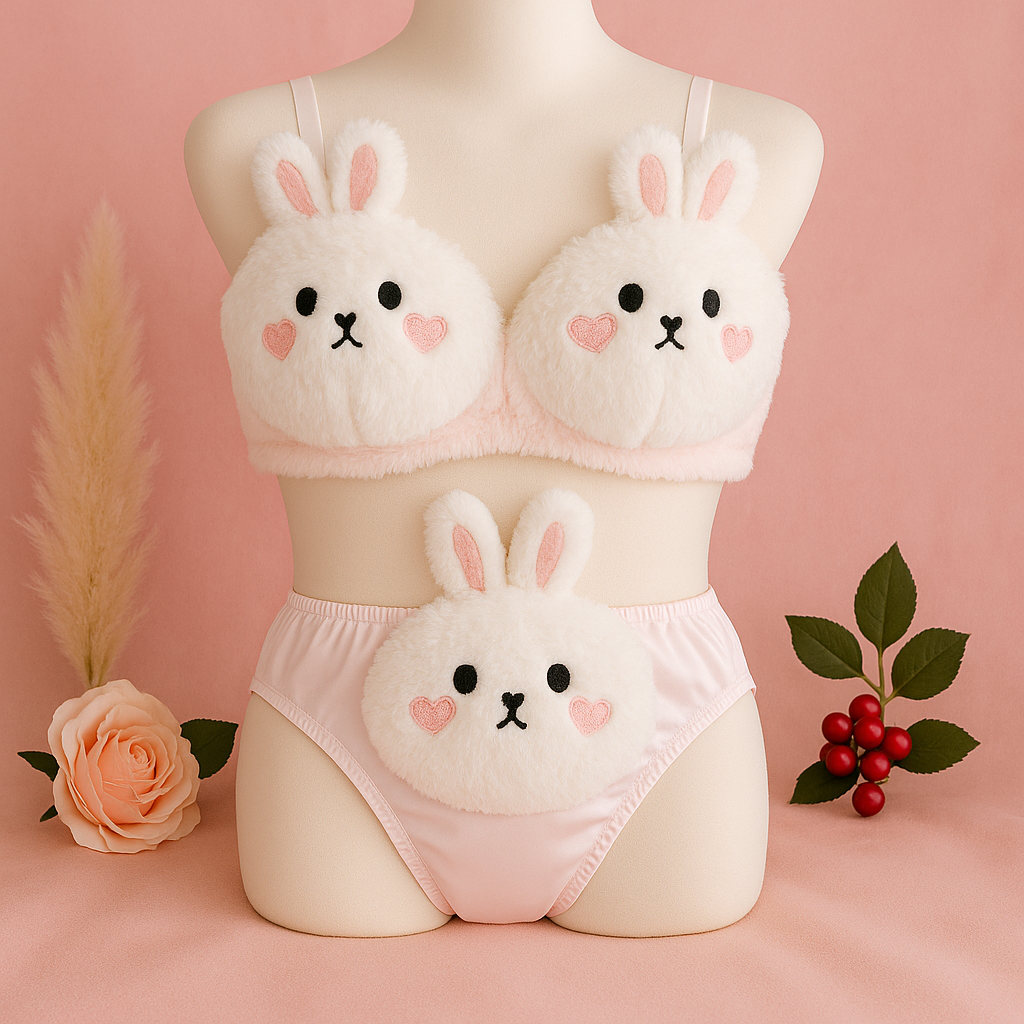 Undergarments New High Quality Sexy Cute Anime Soft Plush Design bra underwear Japanese cartoon rabbit underwear Bra & Panty Set 582