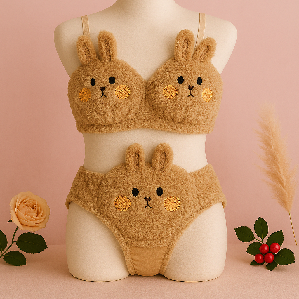 Undergarments New High Quality Sexy Cute Anime Soft Plush Design bra underwear Japanese cartoon rabbit underwear Bra & Panty Set 582