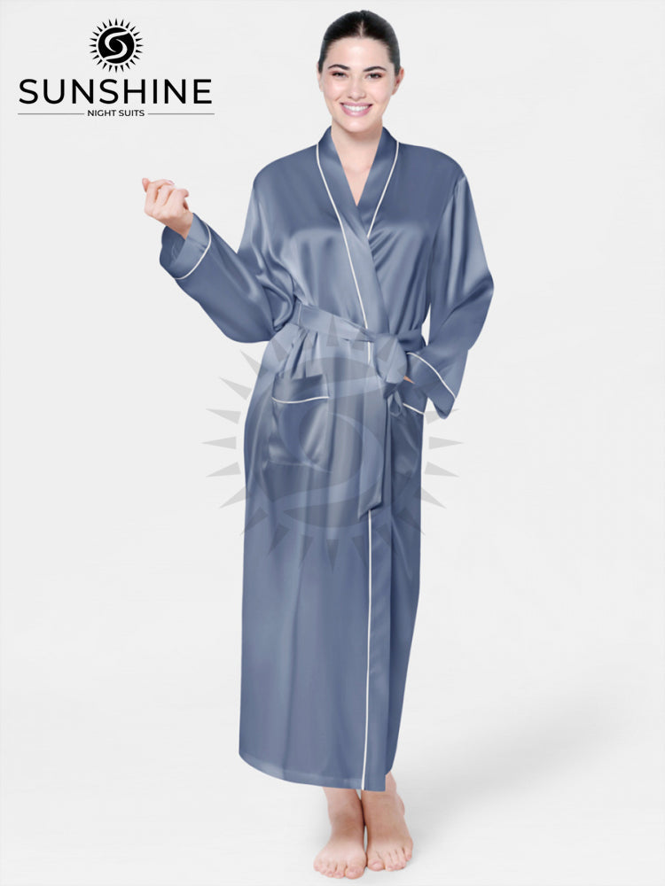 Long Mulberry Silk Robe Dark Pastel