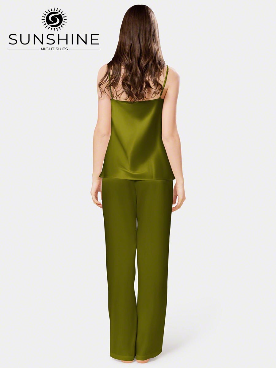 Silk Cami Pajama Set for Women | Forest Green