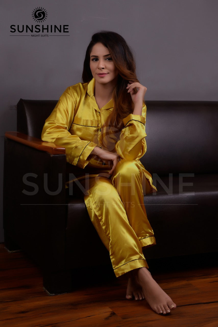 Golden Silk Pajamas For Women