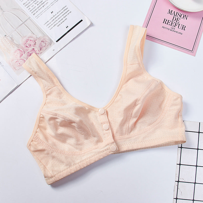 Comfortable Solid Seamless Front Button Front Open Bra-108