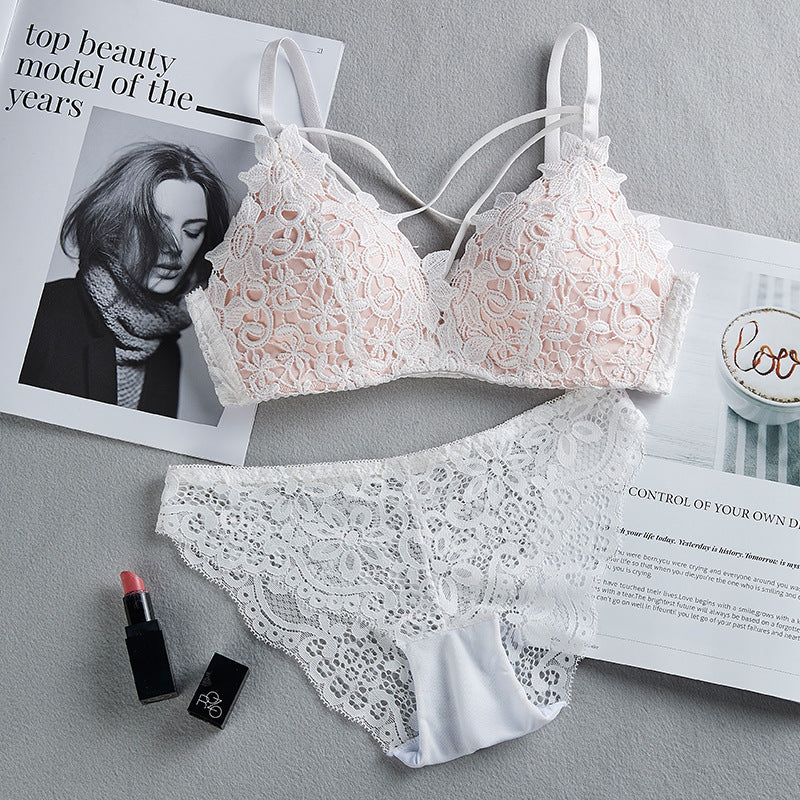 Shezaib Women's Set Wire Free Push Up Lace Female Underwear Set Transparent Panties Seamless Female Underwear and Panty Set 8815