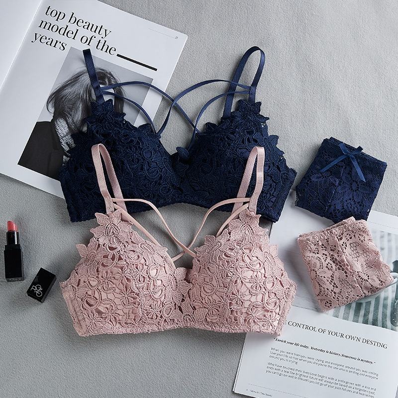 Shezaib Women's Set Wire Free Push Up Lace Female Underwear Set Transparent Panties Seamless Female Underwear and Panty Set 8815