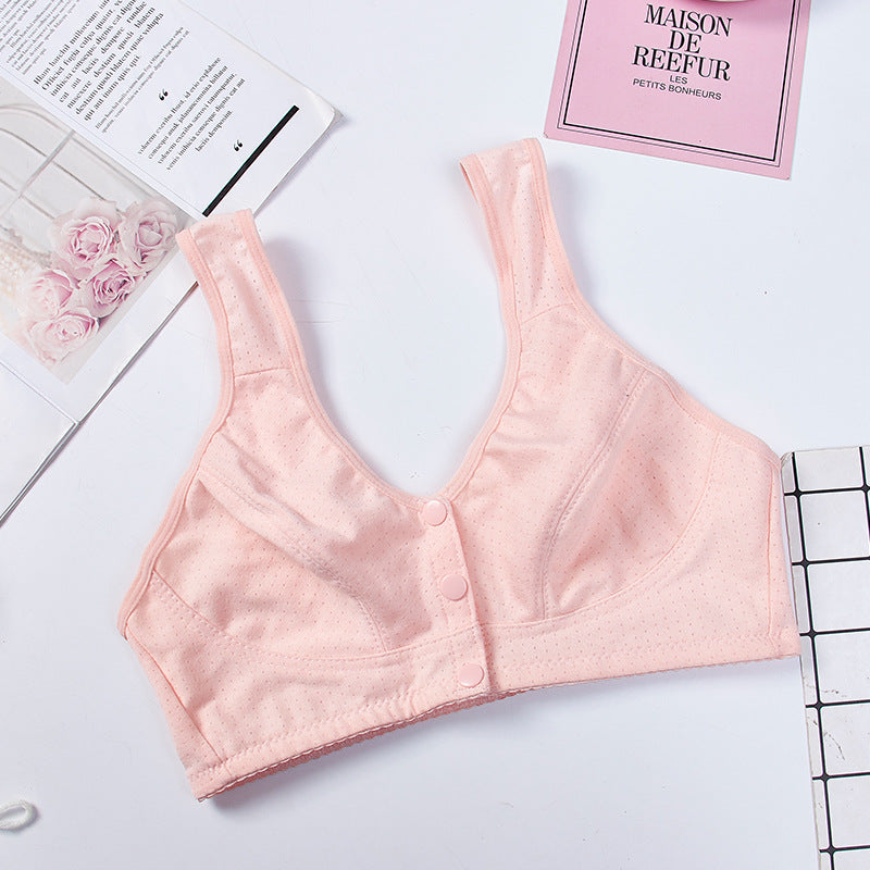 Comfortable Solid Seamless Front Button Front Open Bra-108