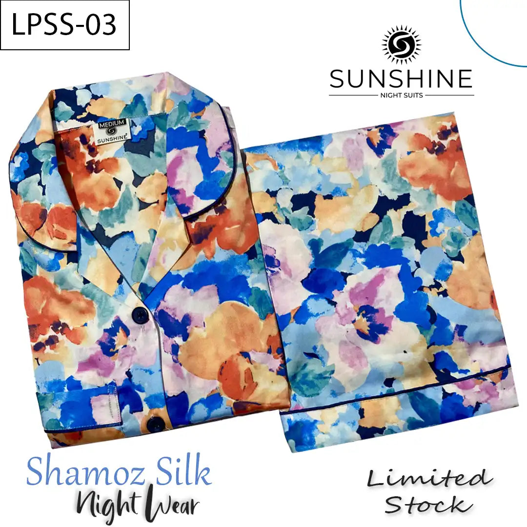 Multi Colors Floral Printed Shamoz Silk Nightdress LPSS-03