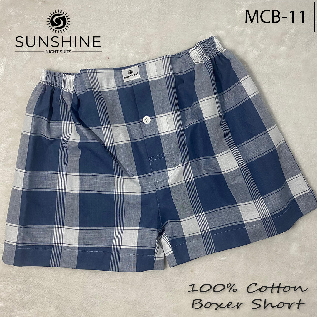 Steel Blue Check 100% Cotton Boxer Shorts – MCB-11