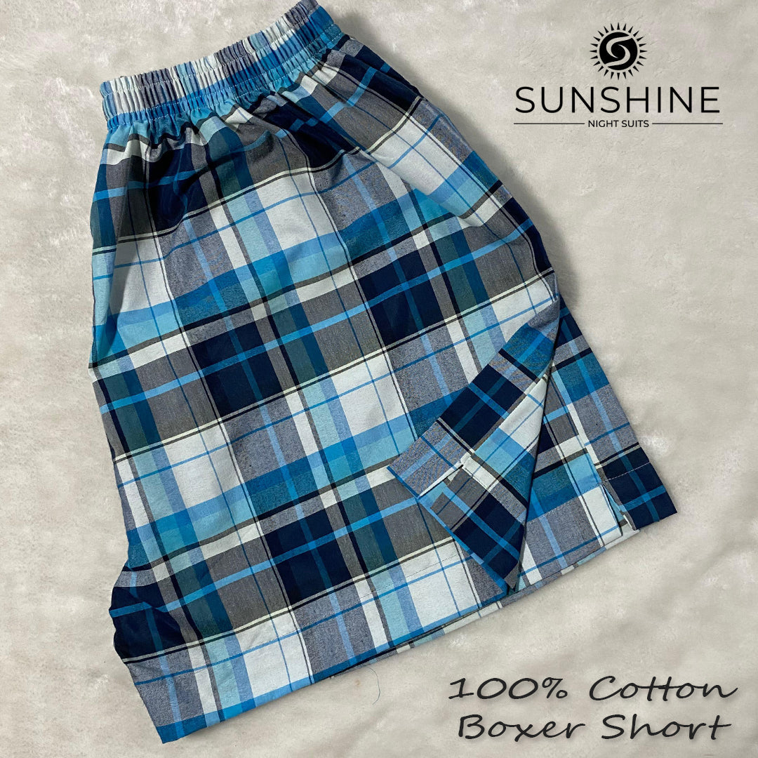 Blue White Check 100% Cotton Boxer Shorts – MCB-13