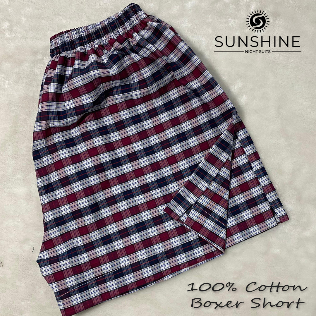 Maroon Blue Check 100% Cotton Boxer Shorts – MCB-15