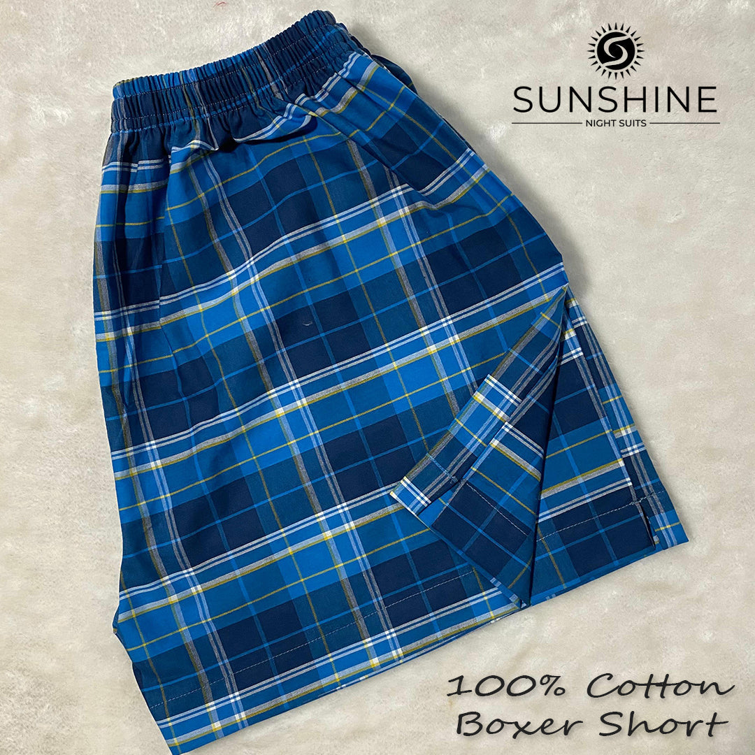 Royal Blue Check 100% Cotton Boxer Shorts – MCB-19