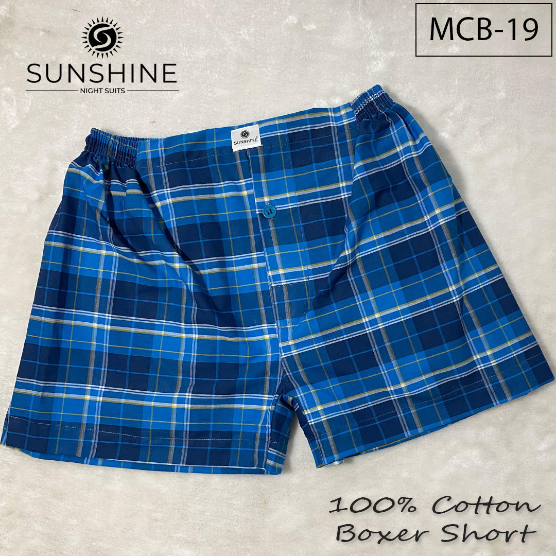 Royal Blue Check 100% Cotton Boxer Shorts – MCB-19