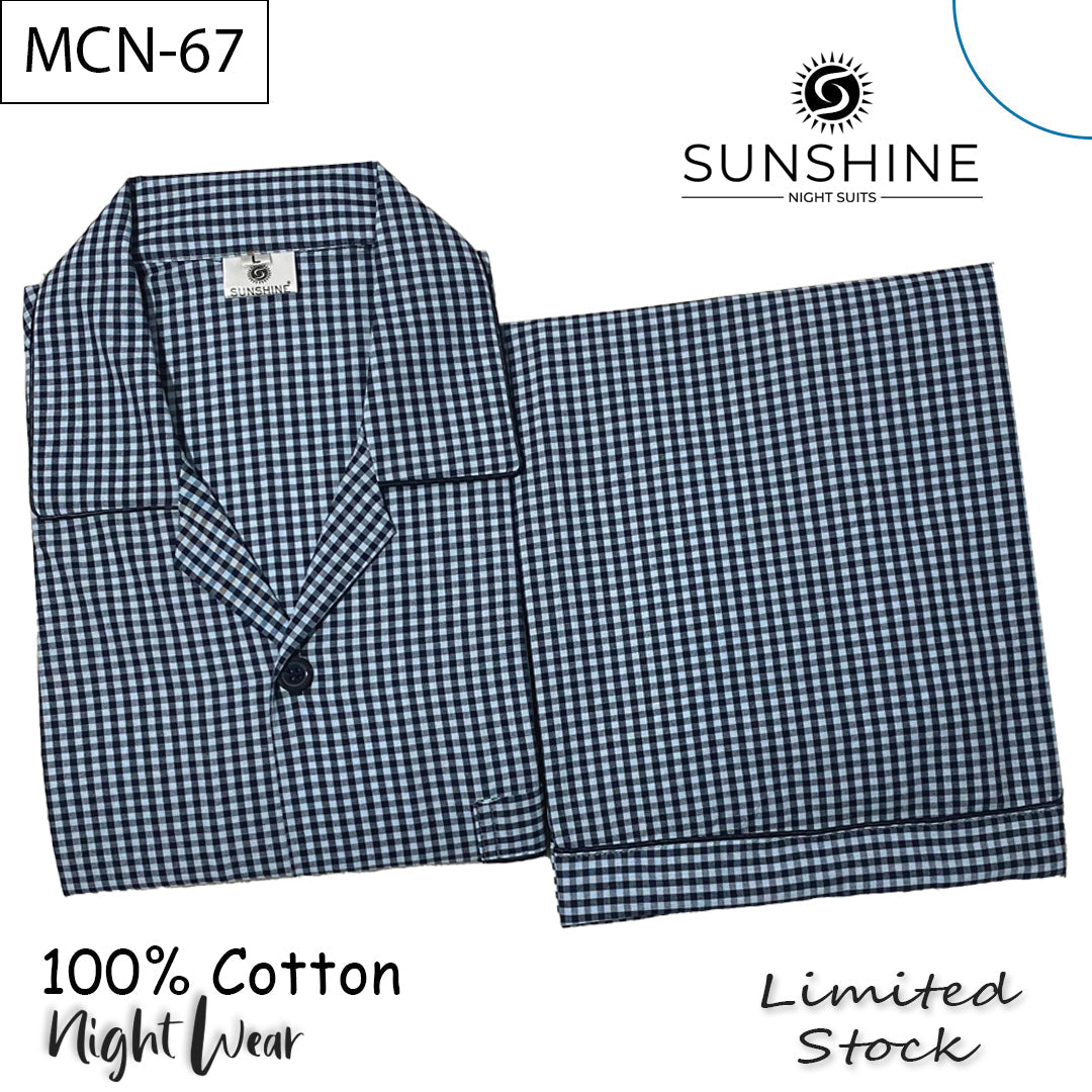 Steel Blue Check 100% Cotton Night Suit – MCN-67