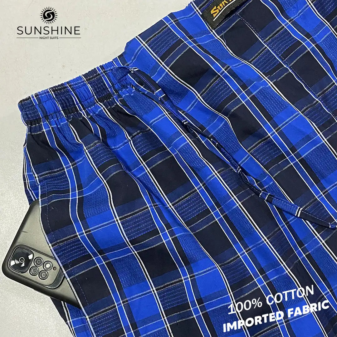 Royal Blue Check 100% Cotton Trousers MCT-06