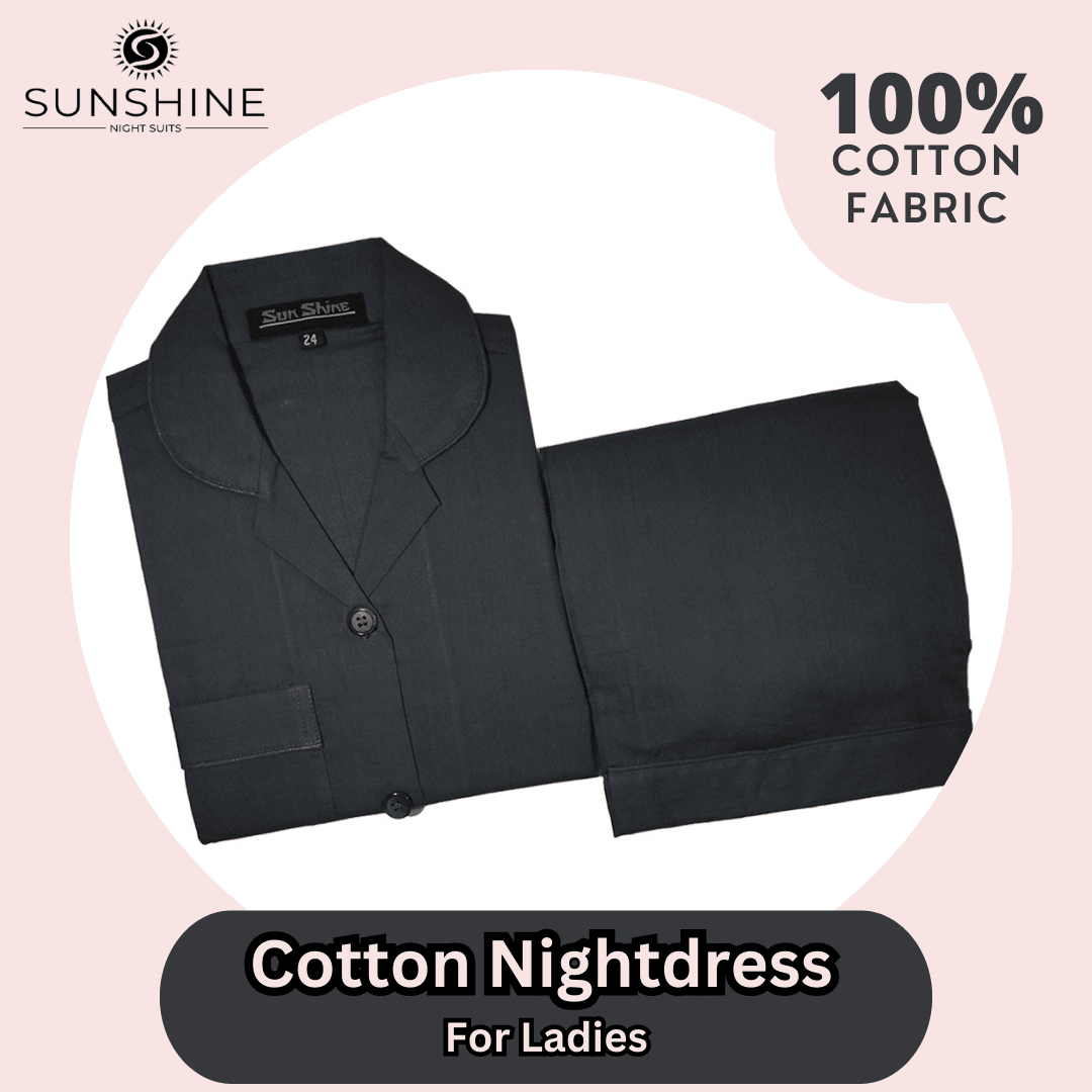 Malaysian Grey Plain Cotton Nightdress Ladies