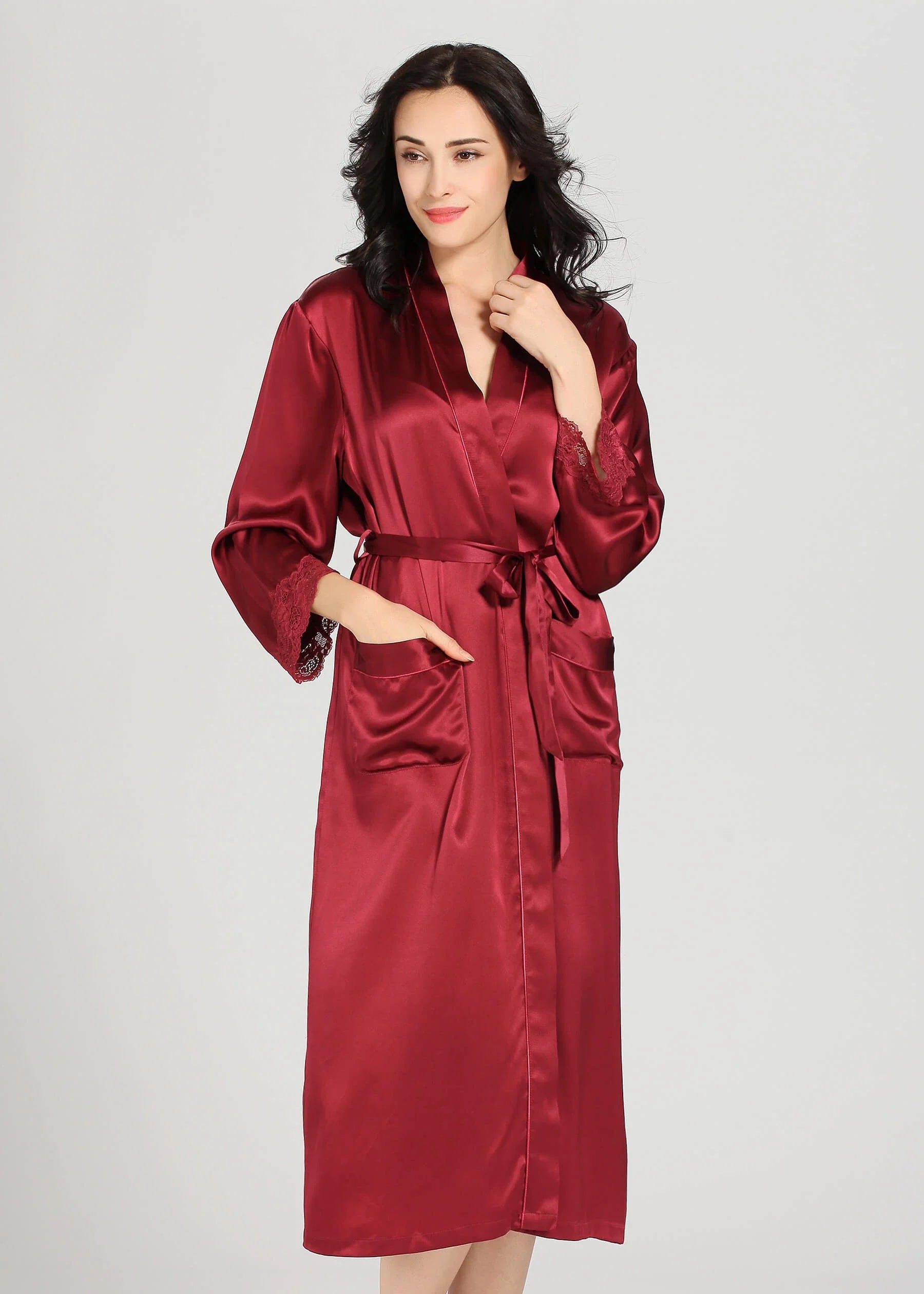 Luxurious Silk Camisole Gown Set Maroon